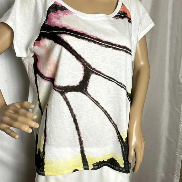 LOLE BEV TOP , graphic tee shirt , boxy , short raglan sleeves, hi low ,abstract - Picture 7 of 14